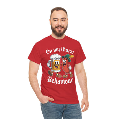 Oktoberfest On My Wurst Behaviour German Beer Sausage Adults T-Shirt