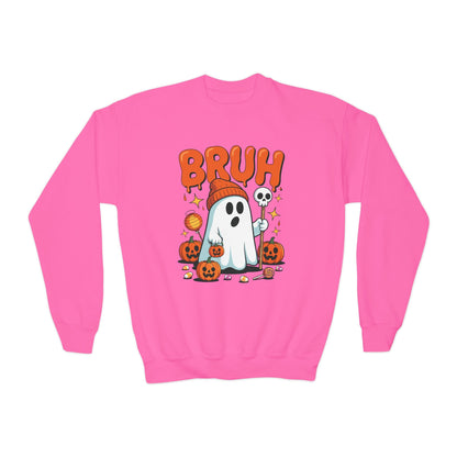 Bruh Ghost Halloween Cute Ghost Trick Or Treat Candy Kids Sweatshirt
