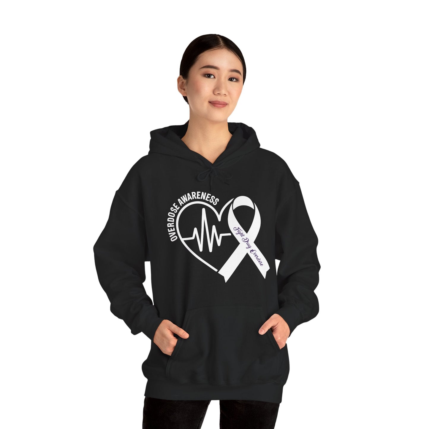 Overdose Awareness Month Heart Purple Ribbon Support Hoodie