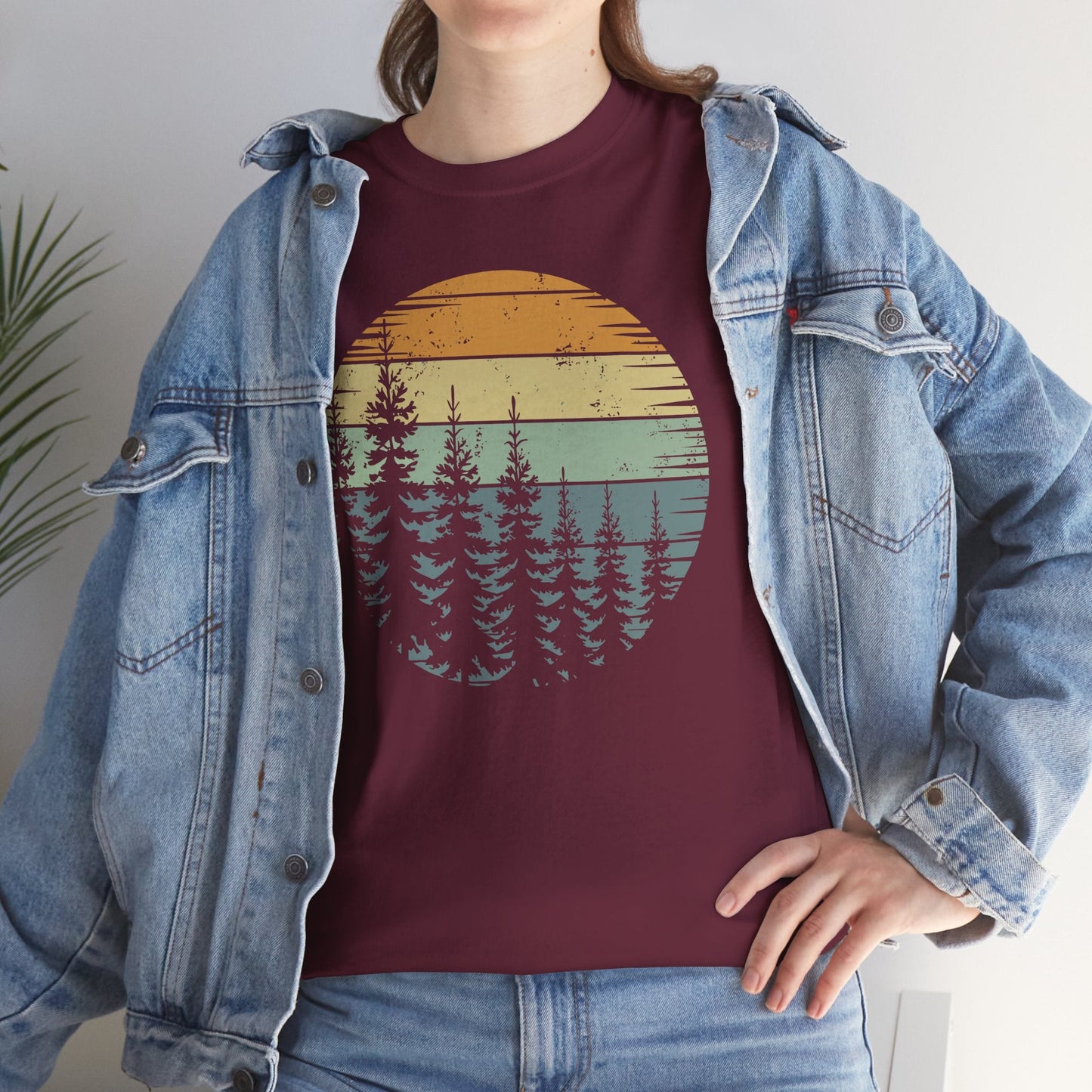 Retro Forest Trees Outdoors Nature Vintage Graphic T-Shirt
