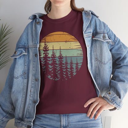 Retro Forest Trees Outdoors Nature Vintage Graphic T-Shirt