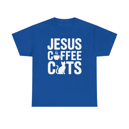 Christian Jesus, Coffee, Cats - Religous Cat Caffeine Lover T-Shirt