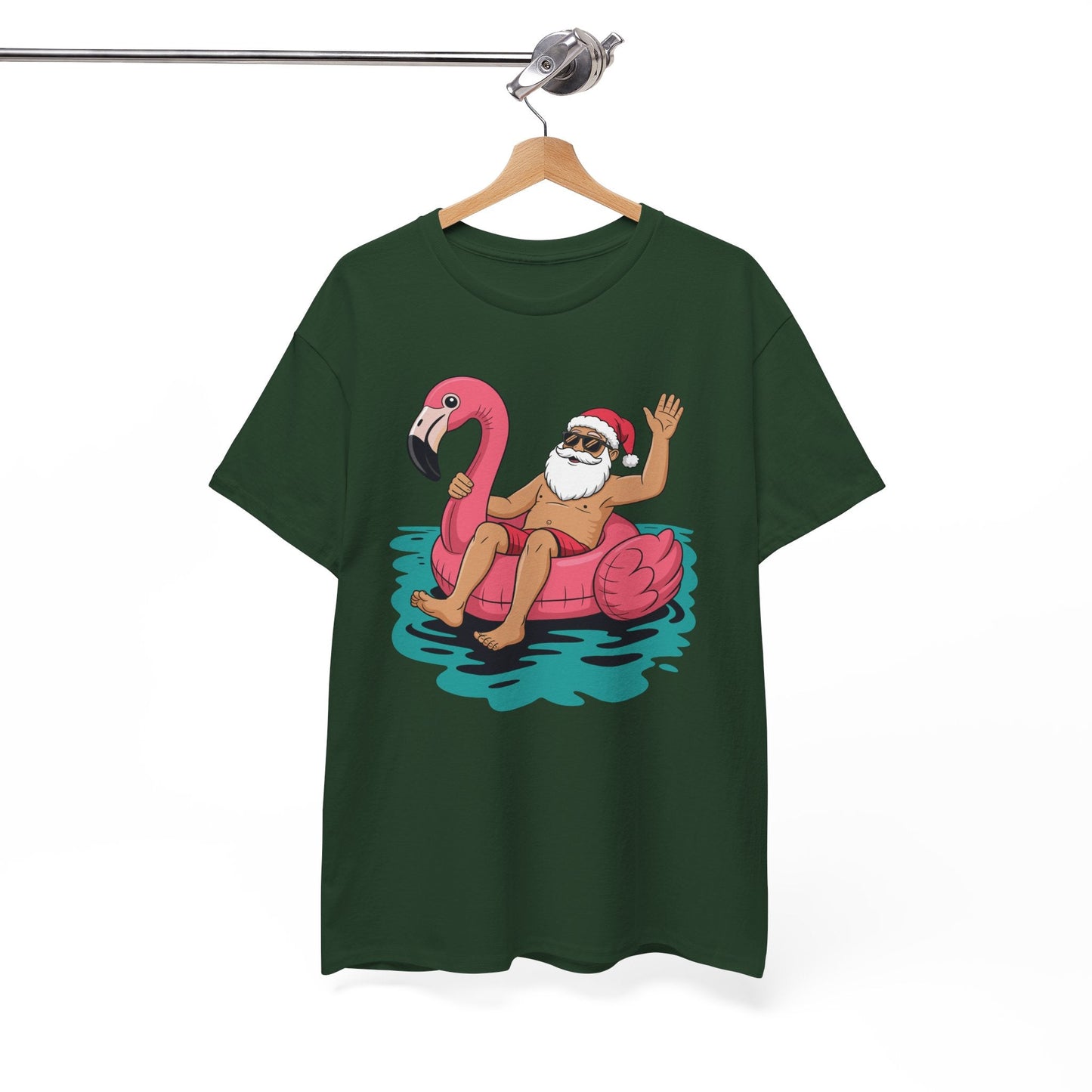 Santa Flamingo Floatie Funny Christmas In July Summer Xmas T-Shirt