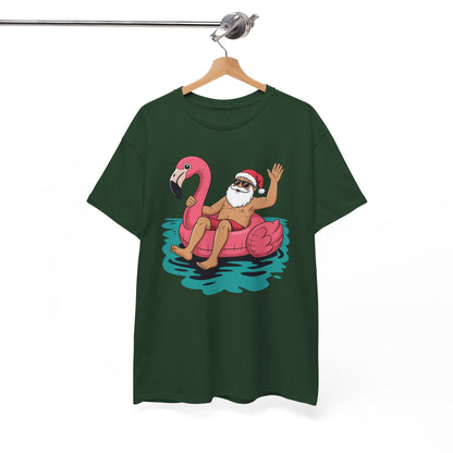 Santa Flamingo Floatie Funny Christmas In July Summer Xmas T-Shirt