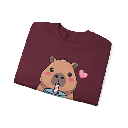 Cute Capybara Kawaii Anime Drinking Bubble Tea Lover Girls Sweatshirt