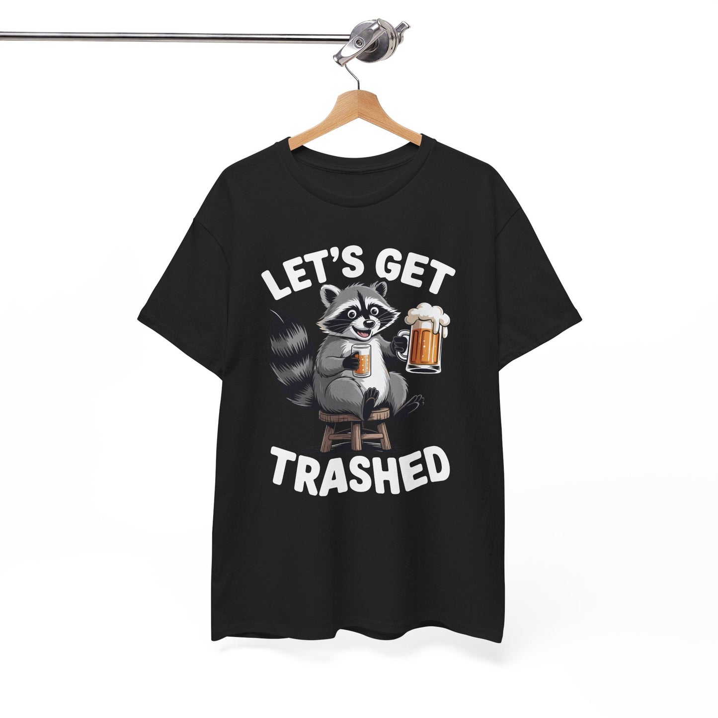 Funny Let's Get Trashed Raccoon Meme Humor Beer Drinking T-Shirt