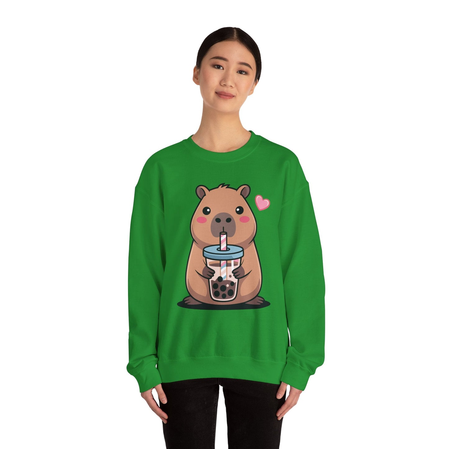 Cute Capybara Kawaii Anime Drinking Bubble Tea Lover Girls Sweatshirt