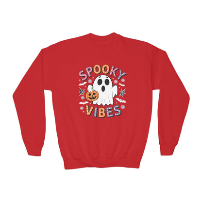 Spooky Vibes Ghost Retro Groovy Halloween Kids Sweatshirt