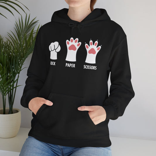 Funny  Introvert Cat Animal Rescue Rock Paper Scissors Cute Paw Cat Hoodie