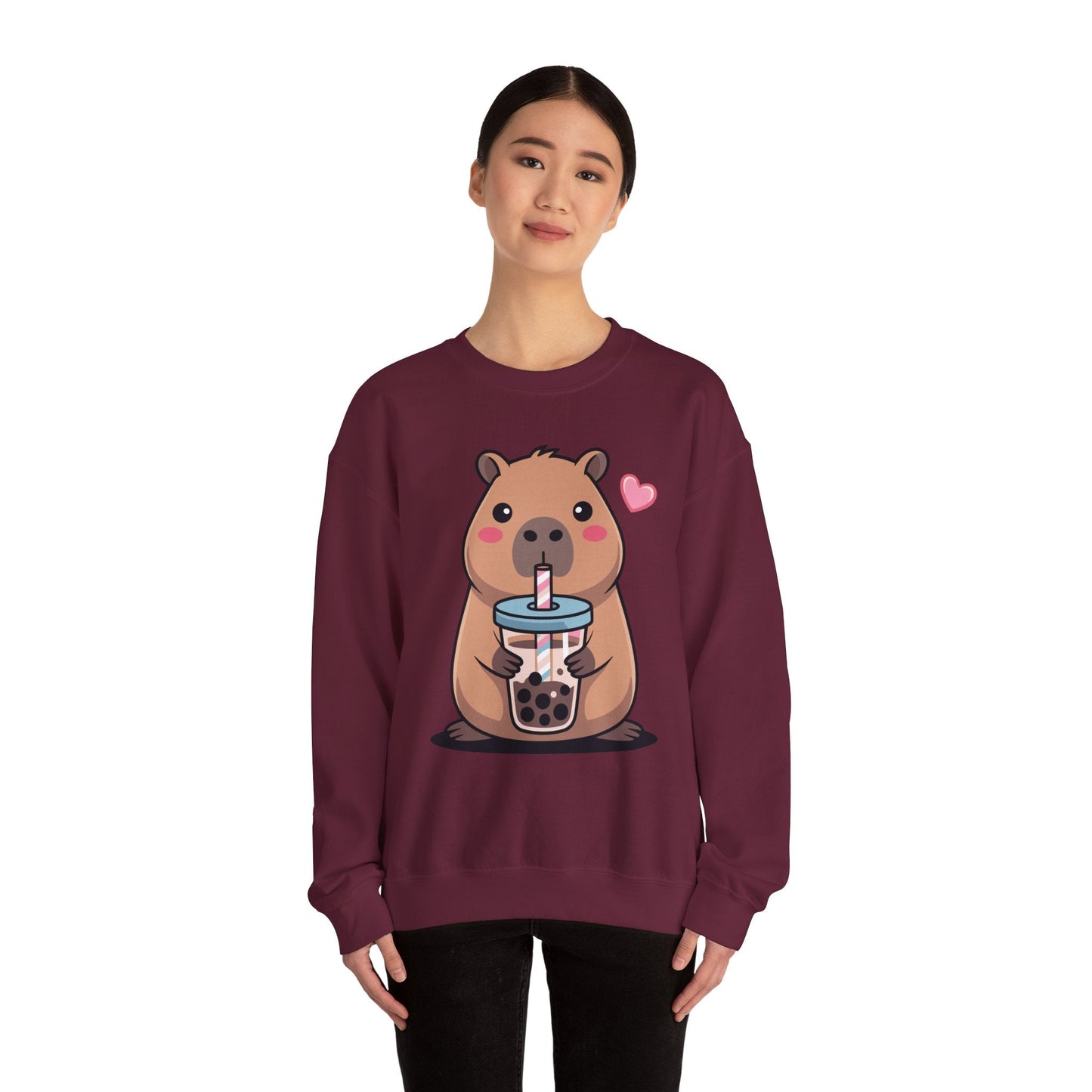 Cute Capybara Kawaii Anime Drinking Bubble Tea Lover Girls Sweatshirt