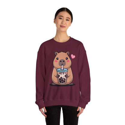 Cute Capybara Kawaii Anime Drinking Bubble Tea Lover Girls Sweatshirt