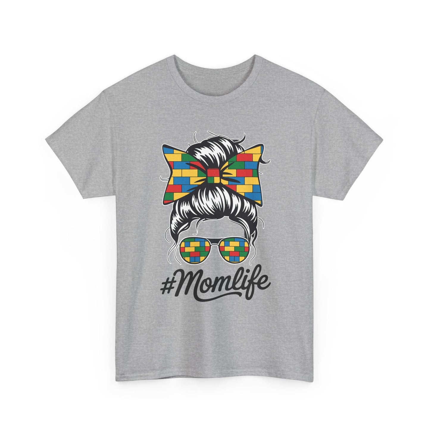 Building Block Messy Bun Mom Life Master Builder Mothers Day T-Shirt