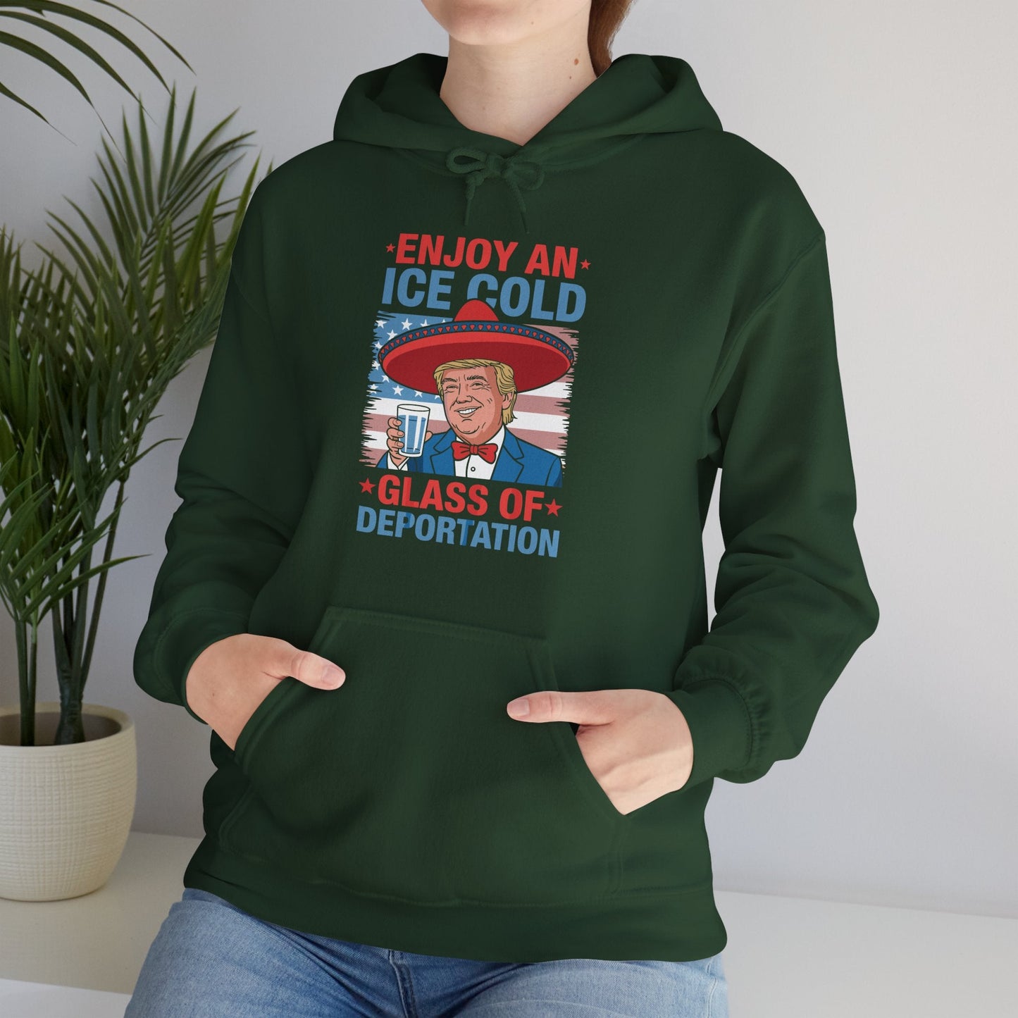 Funny Trump 4th of July Ice Cold Glass Of Deportation Hoodie