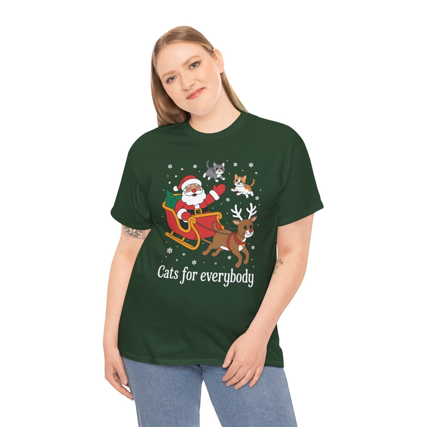 Cats For Everybody Christmas Cat Funny Xmas Women Santa T-Shirt