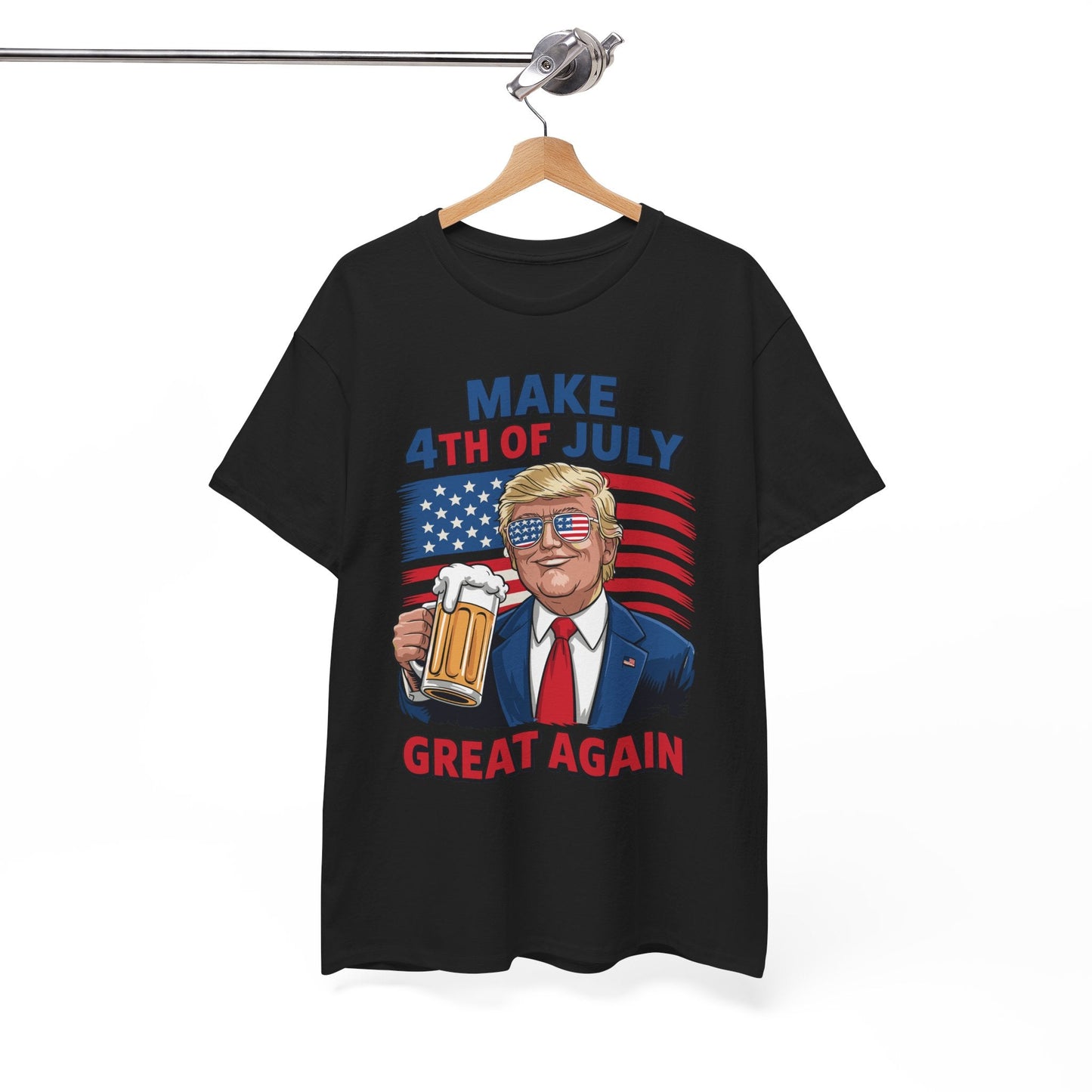 Funny Trump Make 4th Of July Great Again Drinking Beer T-Shirt