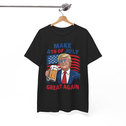 Funny Trump Make 4th Of July Great Again Drinking Beer T-Shirt