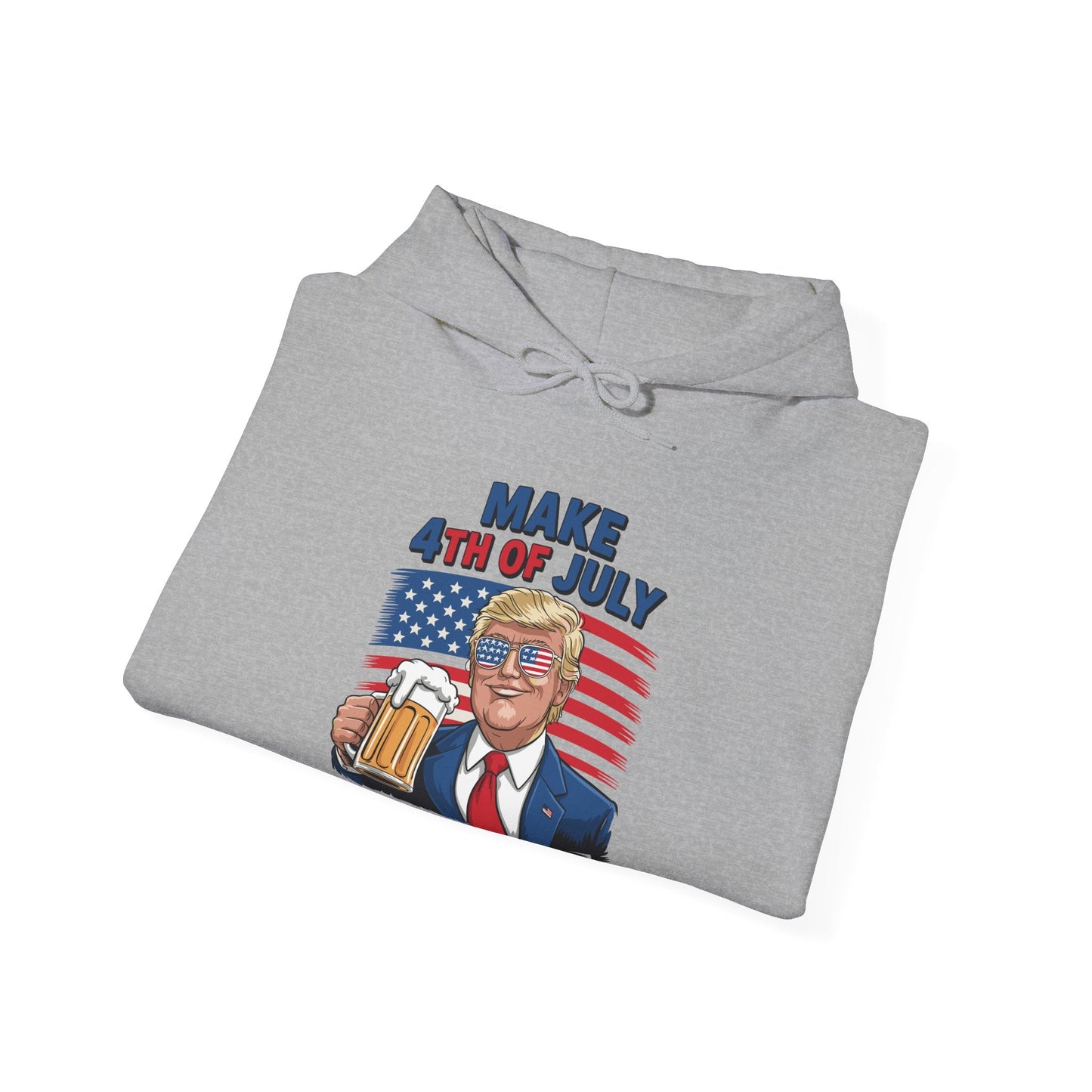 Funny Trump Make 4th Of July Great Again Drinking Beer Hoodie