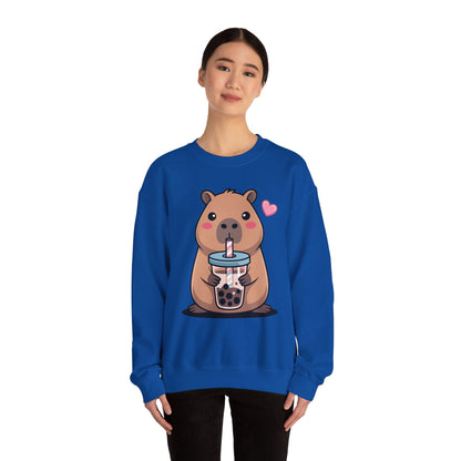 Cute Capybara Kawaii Anime Drinking Bubble Tea Lover Girls Sweatshirt