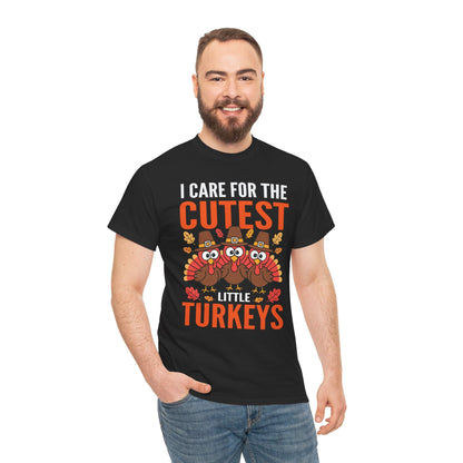 Care For Little Turkeys Nurse Fall Thanksgiving Scrub Top T-Shirt