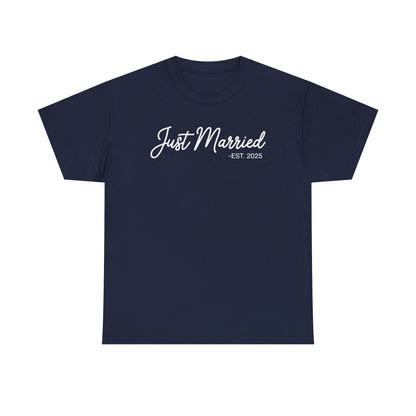 Just Married 2025 Honeymoon Wedding Couples Fiancee T-Shirt