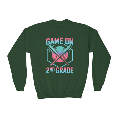 2nd Grade Back to School Baseball Drip Ice Cream Game On Kid Sweatshirt