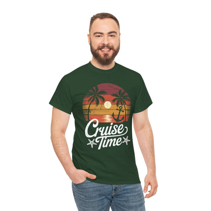 On Cruise Time Coconut Tree Graphic Summer Vacation Cruising T-shirt