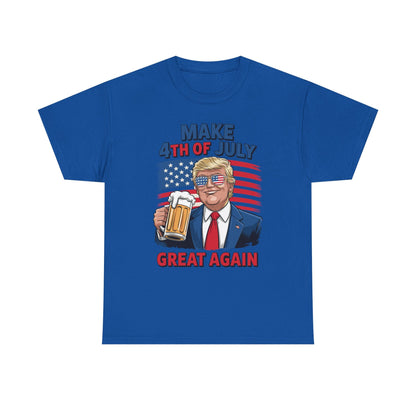 Trump Make 4th of July Great Again Men Drinking Beer Funny T-Shirt
