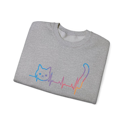 Heartbeat Cat Lover Animal Silhouette Cute Cat Sweatshirt