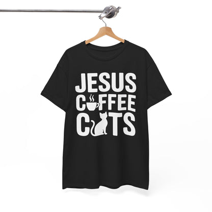 Christian Jesus, Coffee, Cats - Religous Cat Caffeine Lover T-Shirt