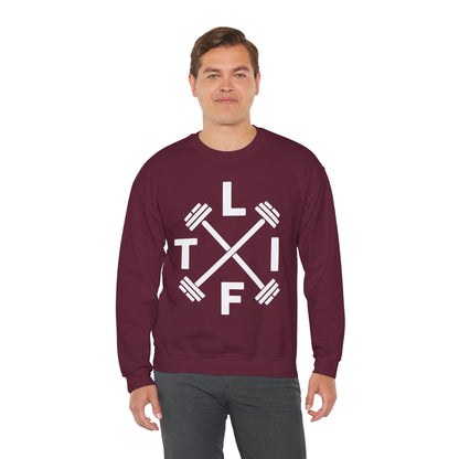 LIFT Weightlifting Fitness Barbells Crossed Circle Sweatshirt
