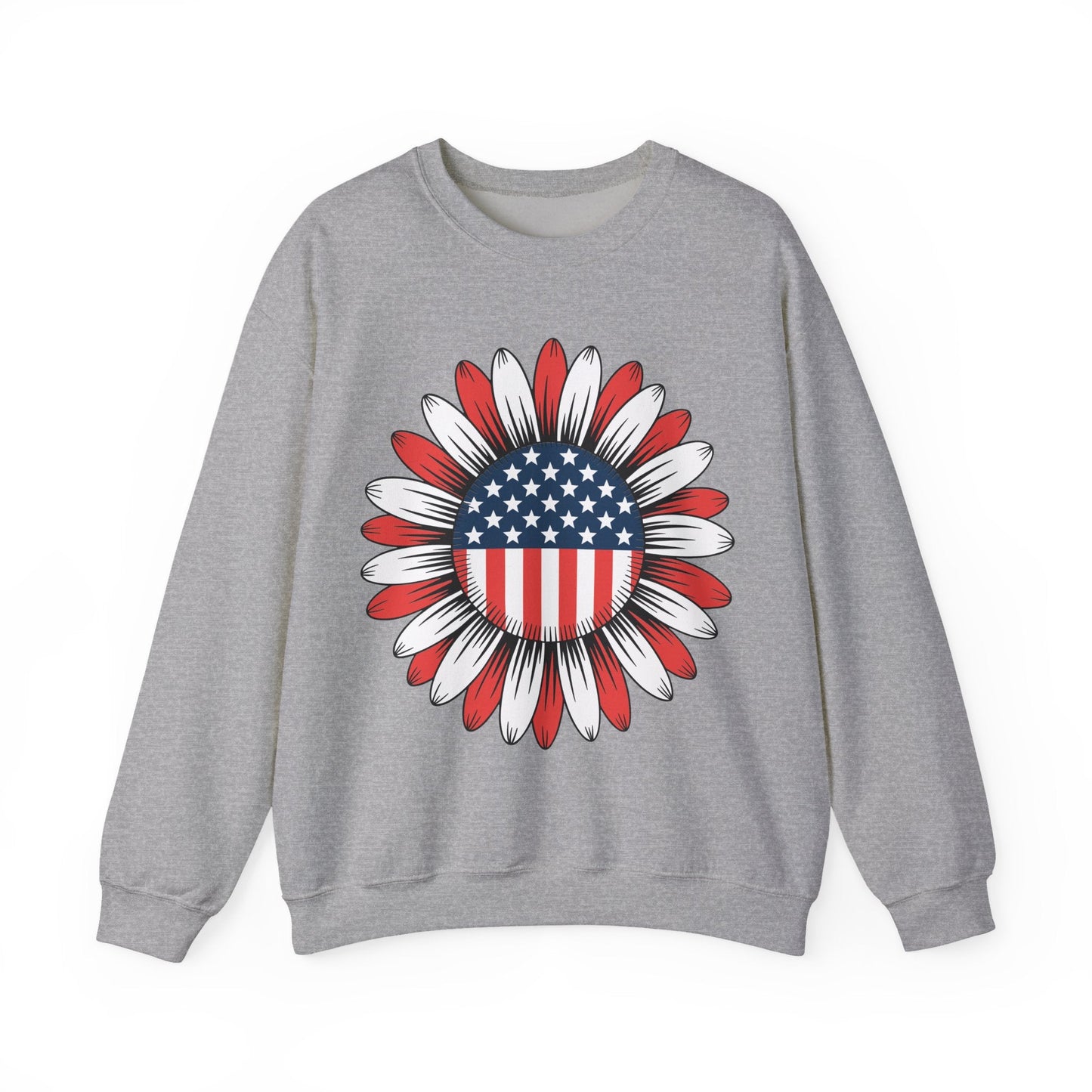 Sunflower American Flag 4th of July Women Men Merica USA Sweatshirt