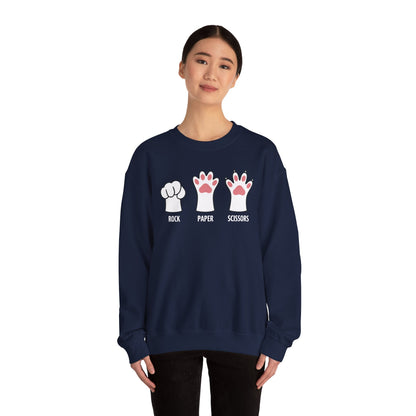 Funny  Introvert Cat Animal Rescue Rock Paper Scissors Cute Paw Cat Sweatshirt