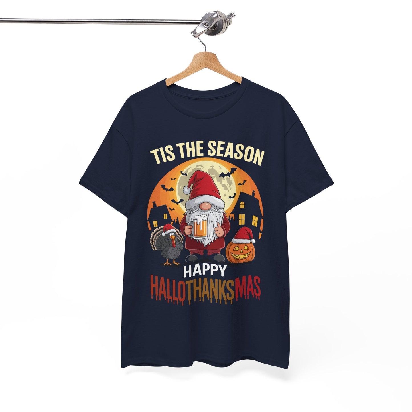 Happy Hallothanksmas Halloween Thanksgiving Merry Christmas T-Shirt