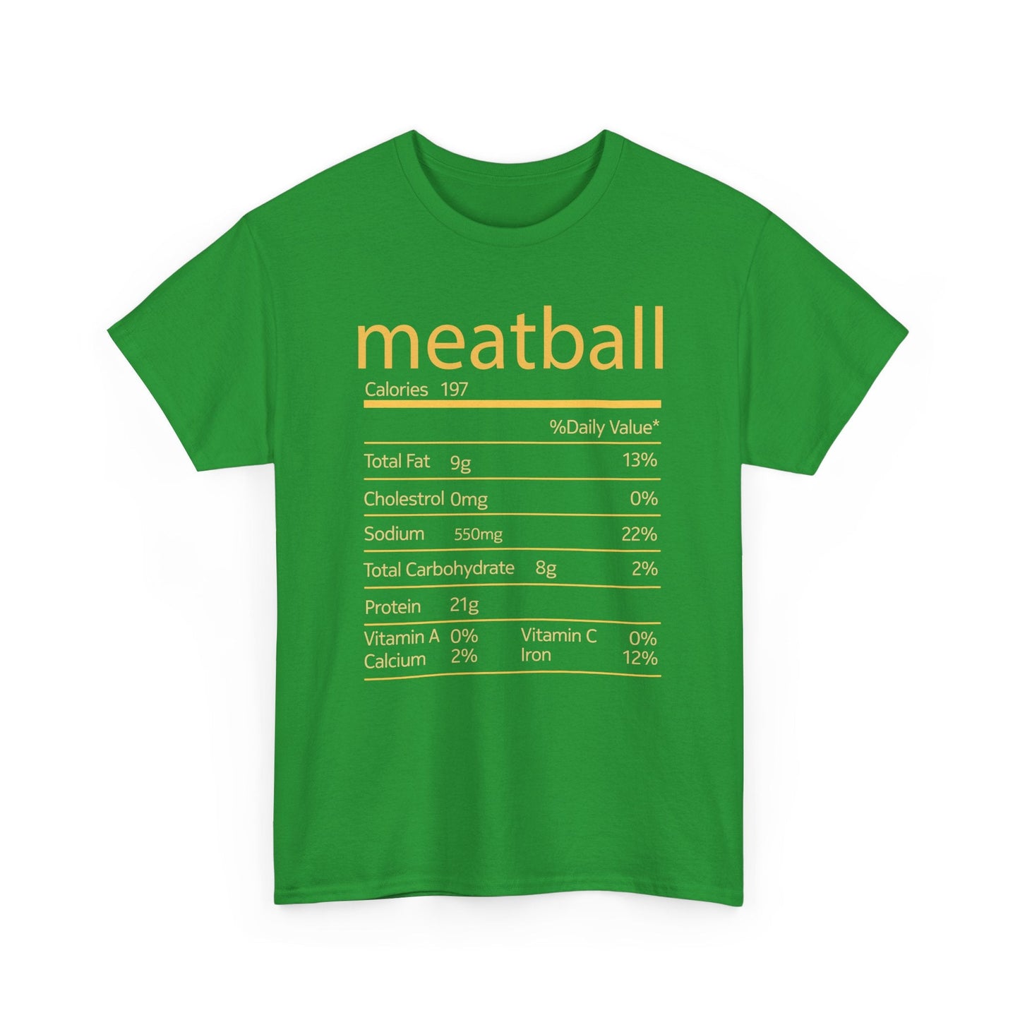 Meatball Nutrition Facts Funny Thanksgiving Christmas T-Shirt