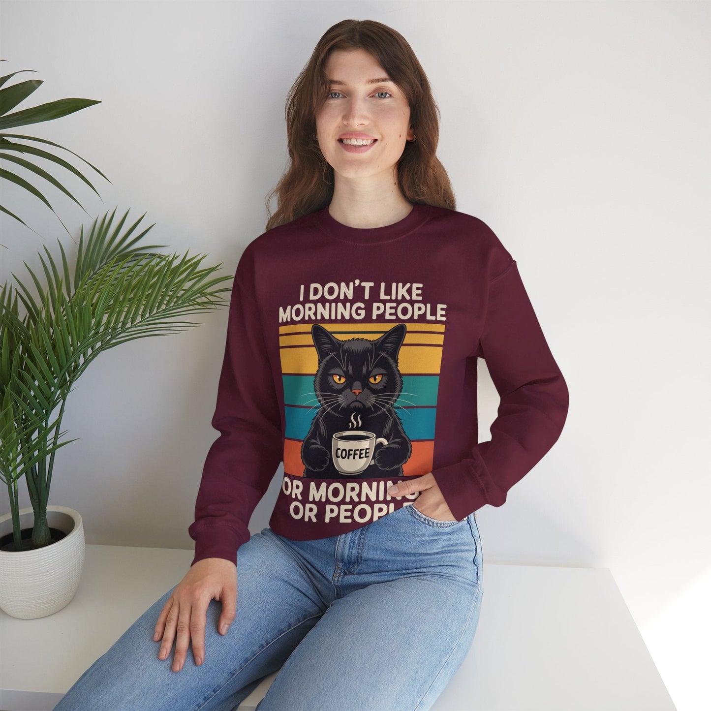 I Hate Morning People And Mornings And People Coffee Cat Sweatshirt