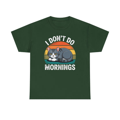 Funny Sleep Cat I Don't Do Morning T-Shirt
