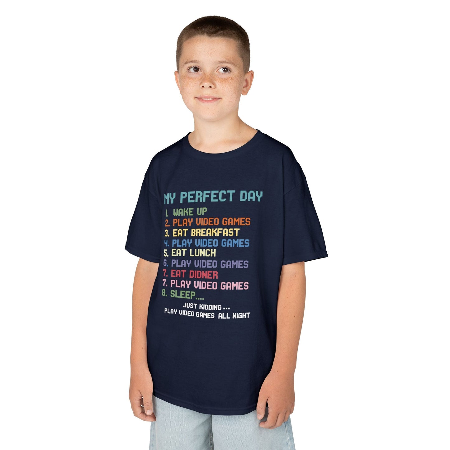 My Perfect Day Play Video Games Funny Gamer Kids T-Shirt