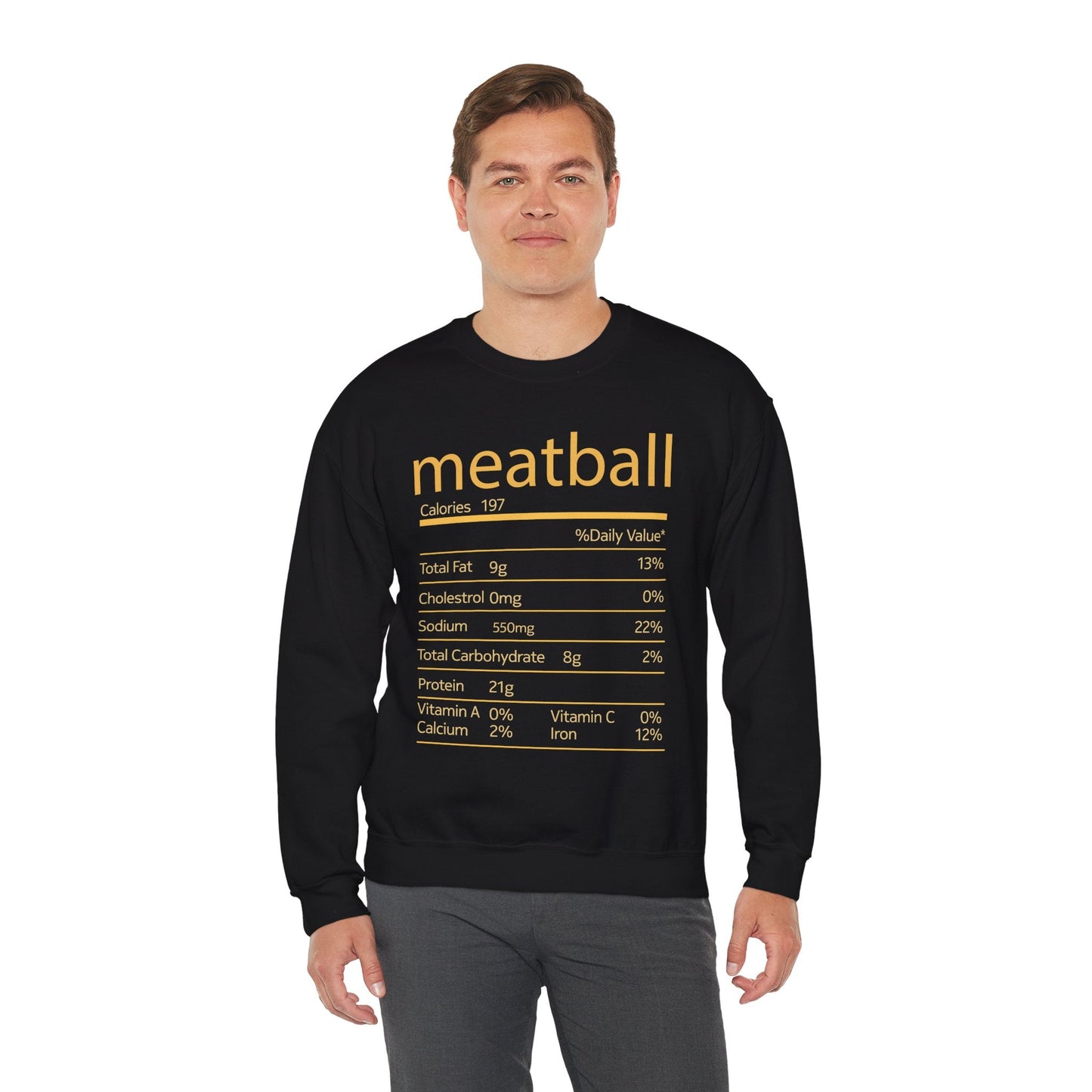 Meatball Nutrition Facts Funny Thanksgiving Christmas Sweatshirt