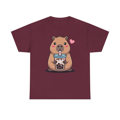 Cute Capybara Kawaii Anime Drinking Bubble Tea Lover Girls T-Shirt