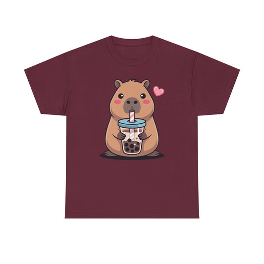 Cute Capybara Kawaii Anime Drinking Bubble Tea Lover Girls T-Shirt