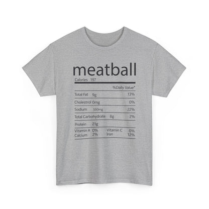 Meatball Nutrition Facts Funny Thanksgiving Christmas T-Shirt