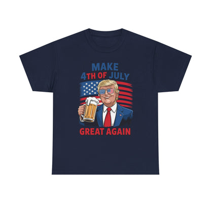 Trump Make 4th of July Great Again Men Drinking Beer Funny T-Shirt