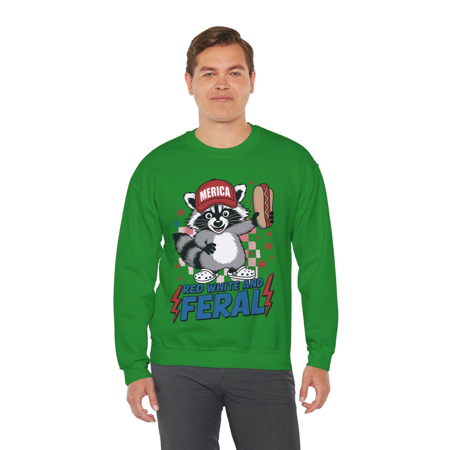 Red White And Feral Raccoon 4th of July Saying Meme Sweatshirt