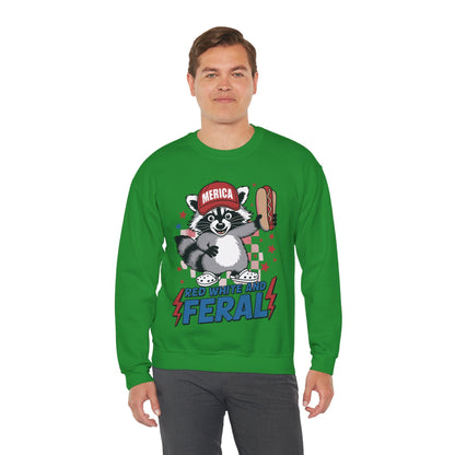 Red White And Feral Raccoon 4th of July Saying Meme Sweatshirt