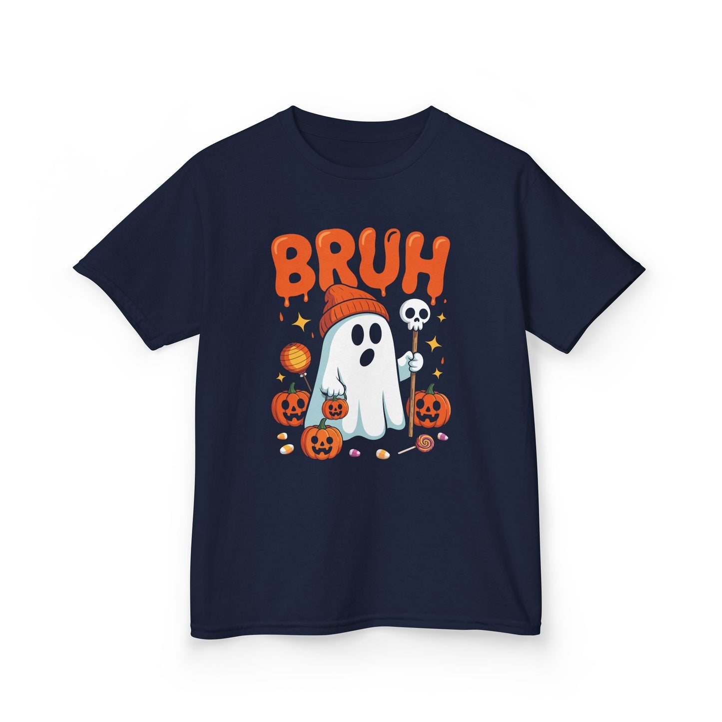 Bruh Ghost Halloween Cute Ghost Trick Or Treat Candy Kids T-Shirt