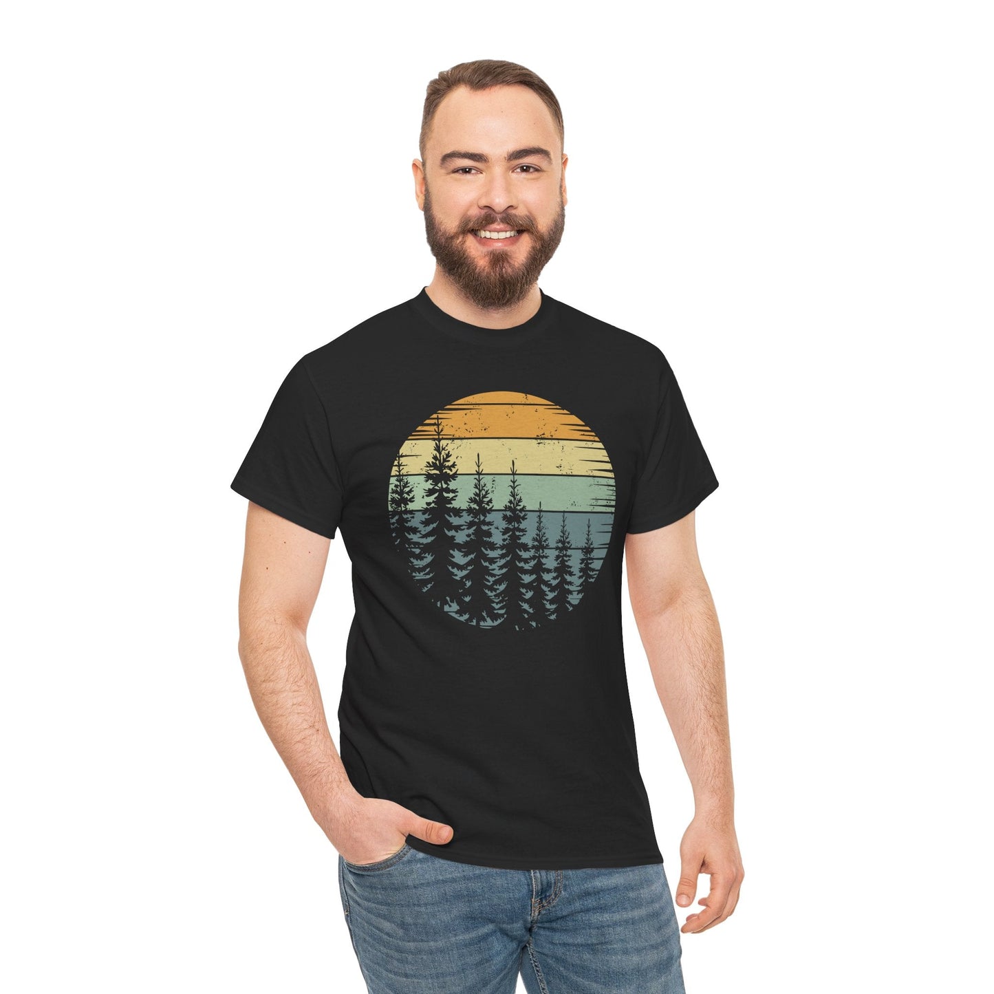 Retro Forest Trees Outdoors Nature Vintage Graphic T-Shirt