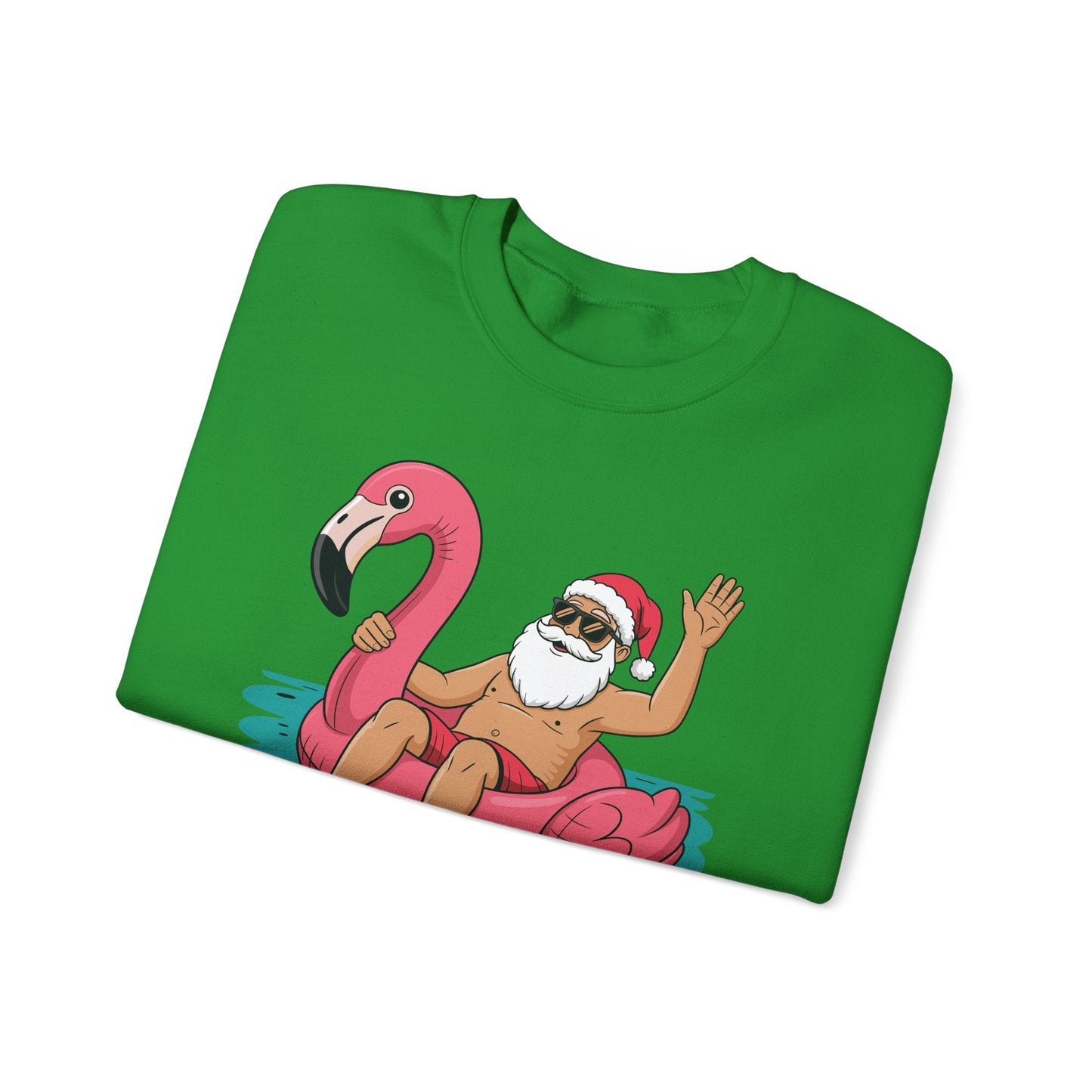Santa Flamingo Floatie Funny Christmas In July Summer Xmas Sweatshirt