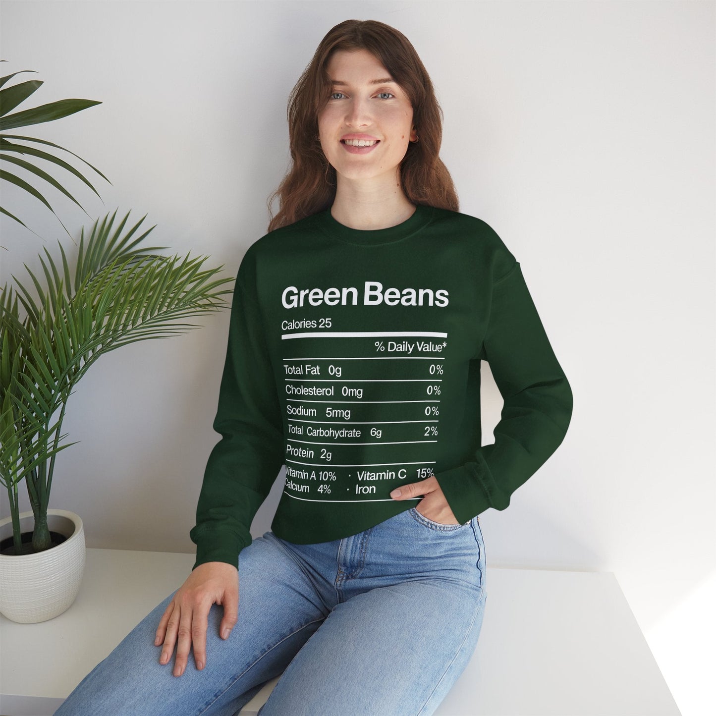 Green Beans Nutrition Facts Funny Thanksgiving Christmas Sweatshirt