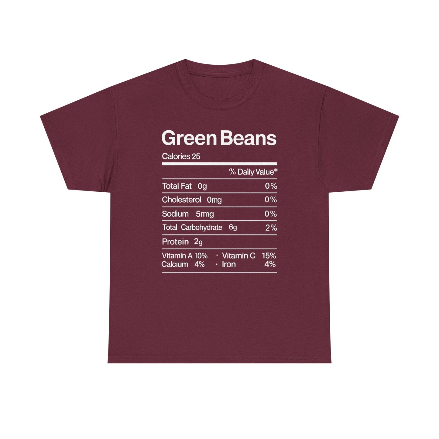 Green Beans Nutrition Facts Funny Thanksgiving Christmas T-Shirt