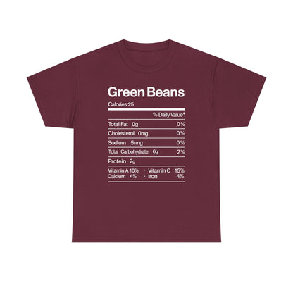 Green Beans Nutrition Facts Funny Thanksgiving Christmas T-Shirt